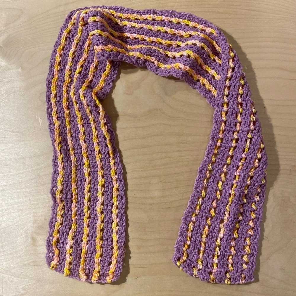 Striped Purple and Yellow Knit Scarf (OV)
